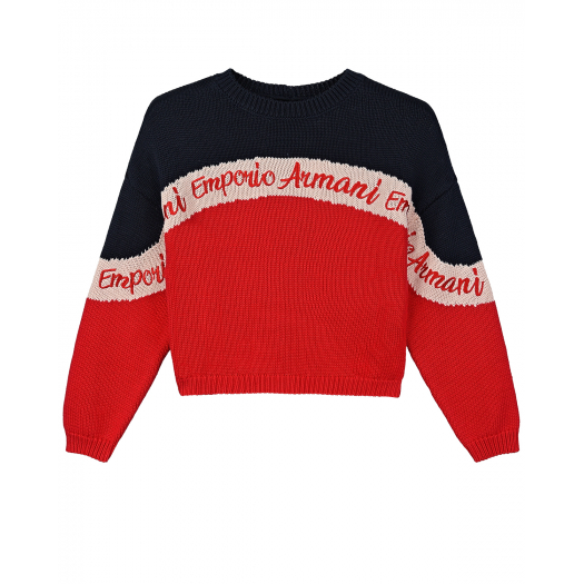 Хлопковый свитер colorblock Emporio Armani | Фото 1
