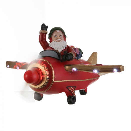 Новогодний сувенир &quot;Санта на самолёте&quot; (батарейка) 25*25*14,5 см Edelman | Фото 1