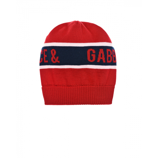 Красная шапка из шерсти с логотипом бренда Dolce&Gabbana | Фото 1