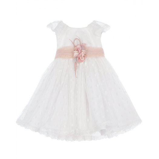 Белое платье с розовым поясом Amaya | Фото 1