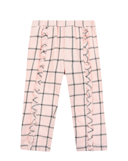 Розовые брюки в клетку с оборками Aletta | Фото 1