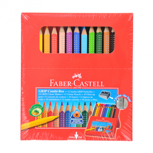 Карандаши цветные &quot;JUMBO GRIP&quot; + фломастеры + точилка (в коробке 12 шт +10 шт) Faber-Castell | Фото 1
