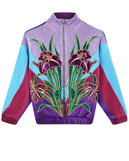 Спортивная куртка с люрексом и цветочной аппликацией GUCCI | Фото 1