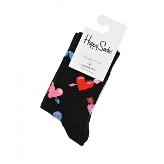 Черные носки с принтом &quot;сердца&quot; Happy Socks | Фото 1