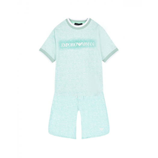 Комплект: футболка и бермуды мятного цвета Emporio Armani | Фото 1