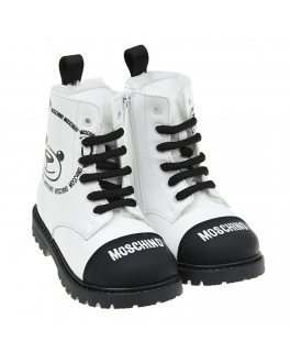 Белые ботинки с черными носами Moschino Белый, арт. 68790 VAR.1 | Фото 1