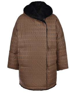 Укороченное двухстороннее меховое пальто Yves Salomon Коричневый, арт. 22WYM00785DOXW B2628 | Фото 1