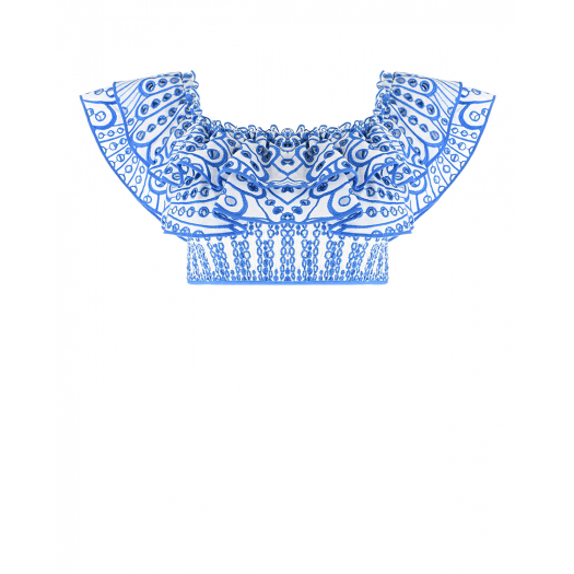 Укороченный топ с голубым шитьем Charo Ruiz | Фото 1