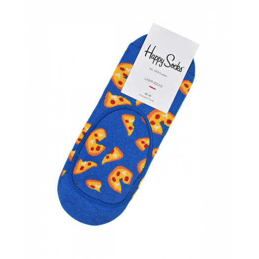 Синие следки с принтом &quot;пицца&quot; Happy Socks | Фото 1