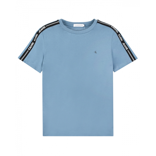 Синяя футболка с лого на плечах Calvin Klein | Фото 1