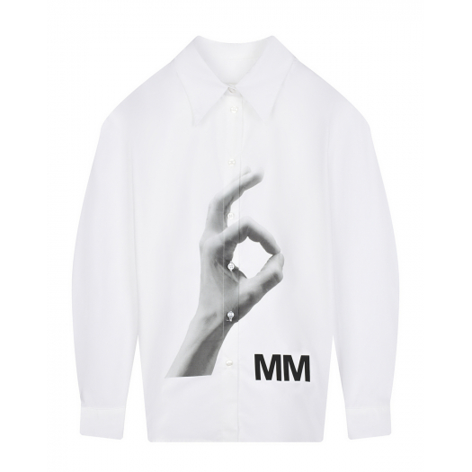 Белая рубашка с принтом MM6 Maison Margiela | Фото 1