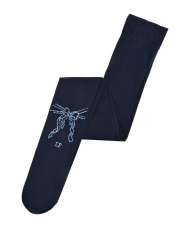 Темно-синие колготки с декором "бантик"