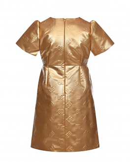 Золотистое платье со сплошным лого Dolce&Gabbana Золотой, арт. L53DH6 FJSB9 S0997 | Фото 2