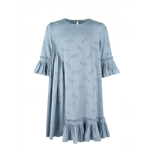 Голубое платье с плиссированной деталью Stella McCartney | Фото 1