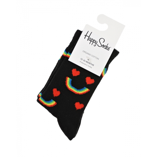 Черные носки с принтом &quot;радуга&quot; Happy Socks | Фото 1