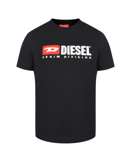 Базовая футболка с лого, черная Diesel | Фото 1