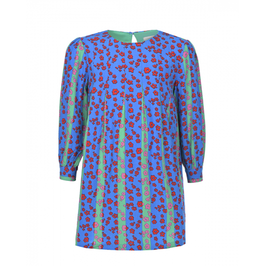 Зелено-голубое платье с цветочным принтом Stella McCartney | Фото 1