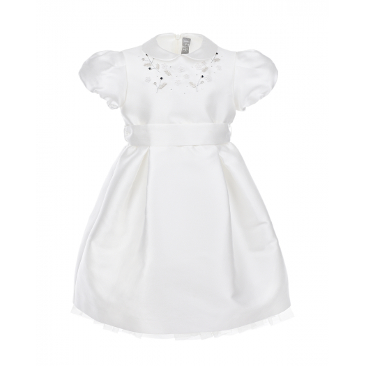 Белое атласное платье с вышивкой IL Gufo | Фото 1