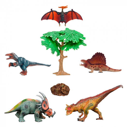 Динозавры и драконы для детей серии &quot;Мир динозавров&quot;: птеродактиль, диметродон, акрокантозавр, троодон, стиракозавр (набор фигурок из 7 предметов) Masai Mara | Фото 1