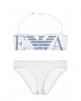 Белый купальник с блестящим лого Emporio Armani Белый, арт. 398513 2R135 00010 | Фото 1