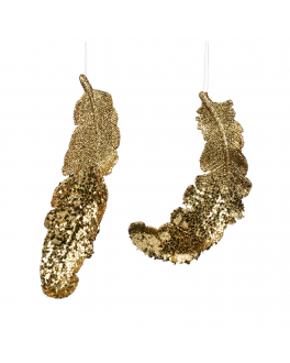 Елочная подвеска Золотое перо, 2 вида, золото, 14,5 см Goodwill , арт. PL 52503 | Фото 1