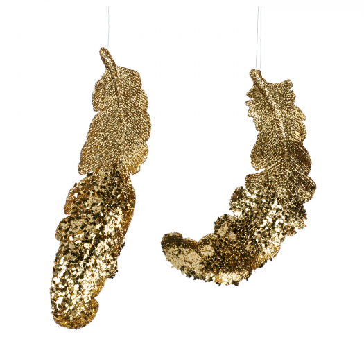 Елочная подвеска Золотое перо, 2 вида, золото, 14,5 см Goodwill | Фото 1