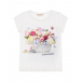 Белая футболка с принтом &quot;корзина цветов&quot; Monnalisa | Фото 1