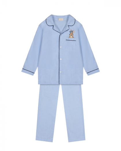 Фланелевая пижама с вышивкой, голубая Story Loris | Фото 1