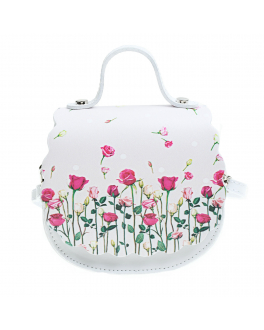 Белая сумка из кожи с цветочным принтом Monnalisa Розовый, арт. 799000 9075 0091 | Фото 1