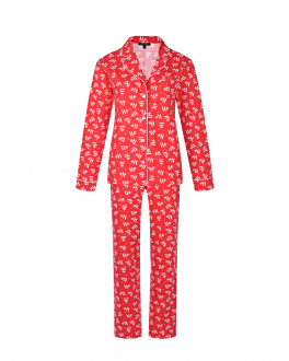 Красная пижама: брюки и рубашка с новогодним принтом Dan Maralex* Красный, арт. 391210227 | Фото 1