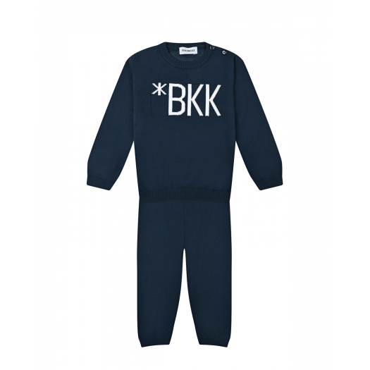 Темно-синий спортивный костюм с белым лого Bikkembergs | Фото 1