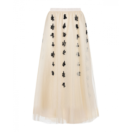 Кремовая юбка с цветами из бисера  | Фото 1