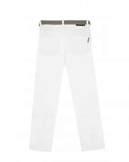 Белые джинсы с плетеным ремнем Brunello Cucinelli Белый, арт. BH150P470C C159 BIANCO OTT | Фото 2