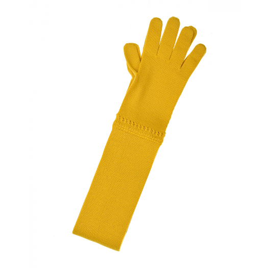 Желтый шарф с имитацией перчаток 190х8 см Vivetta | Фото 1