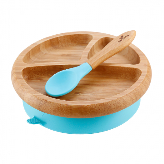 Набор 2 предмета (бамбуковая тарелка Baby, ложка), голубой  | Фото 1