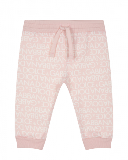 Спортивные брюки со сплошным лого, розовые Dolce&Gabbana | Фото 1