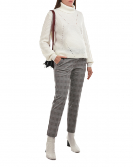 Серые брюки для беременных с поясом на кулиске Pietro Brunelli Серый, арт. PN0191 PLSCP1 D503 | Фото 2