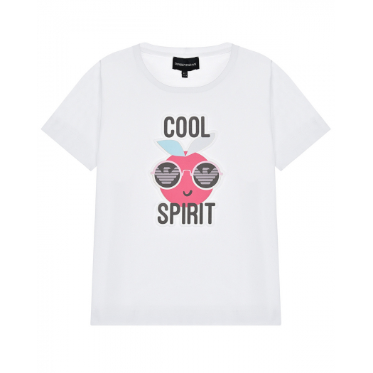 Белая футболка с принтом &quot;cool spirit&quot; Emporio Armani | Фото 1