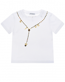 Белая футболка с принтом &quot;колье&quot; Dolce&Gabbana Белый, арт. L2JTAZ G7VWF W0800 | Фото 1