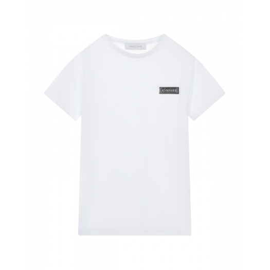 Белая футболка с черной нашивкой Roberto Cavalli | Фото 1