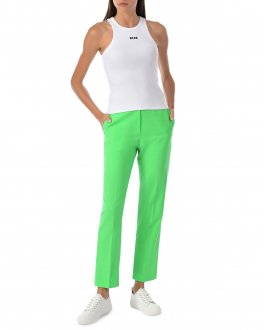 Зеленые брюки с черным эластичным поясом MSGM Зеленый, арт. 3441MDP15 237200 36 | Фото 2