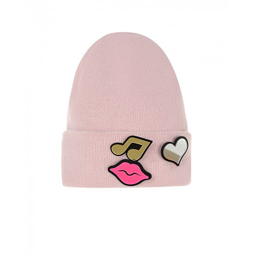 Розовая шапка с брошками Regina | Фото 1