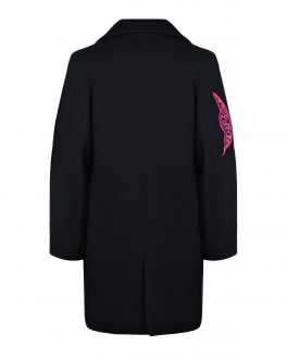 Черное пальто с аппликациями &quot;бабочки&quot; MSGM Черный, арт. MS027758 110 NERO | Фото 2