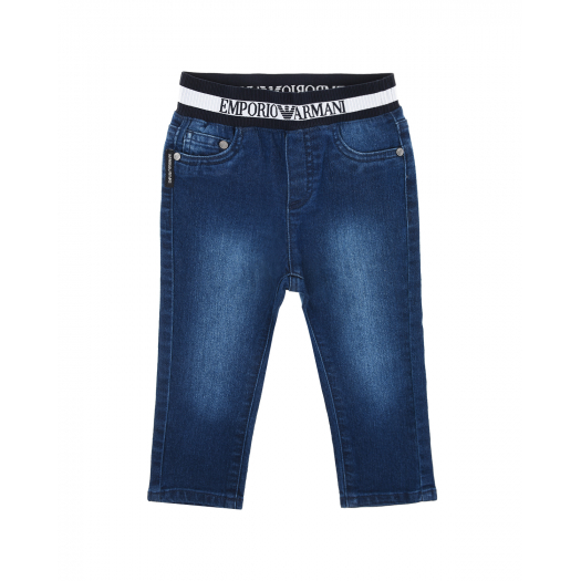 Синие джинсы с поясом-резинкой Emporio Armani | Фото 1