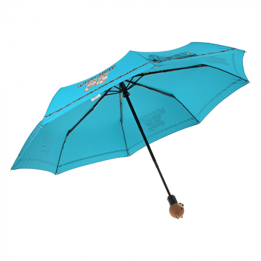 Голубой зонт с принтом &quot;мишки&quot;, 30 см Moschino | Фото 1