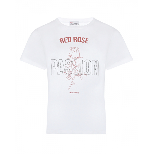 Белая футболка с принтом Red Rose &quot;Passion&quot;  | Фото 1
