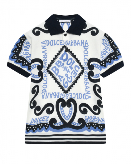 Футболка - поло с узорами и логотип, белая Dolce&Gabbana | Фото 1