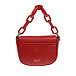 Красная кожаная сумка через плечо, 7х18х15 см  | Фото 4