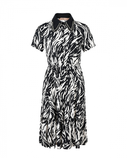 Черно-белое платье с анималистическим принтом No. 21 | Фото 1