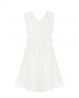Белое платье с коричневым атласным поясом Aletta Белый, арт. AP22163-41C P632/AA2163CIN-42 N622 | Фото 2